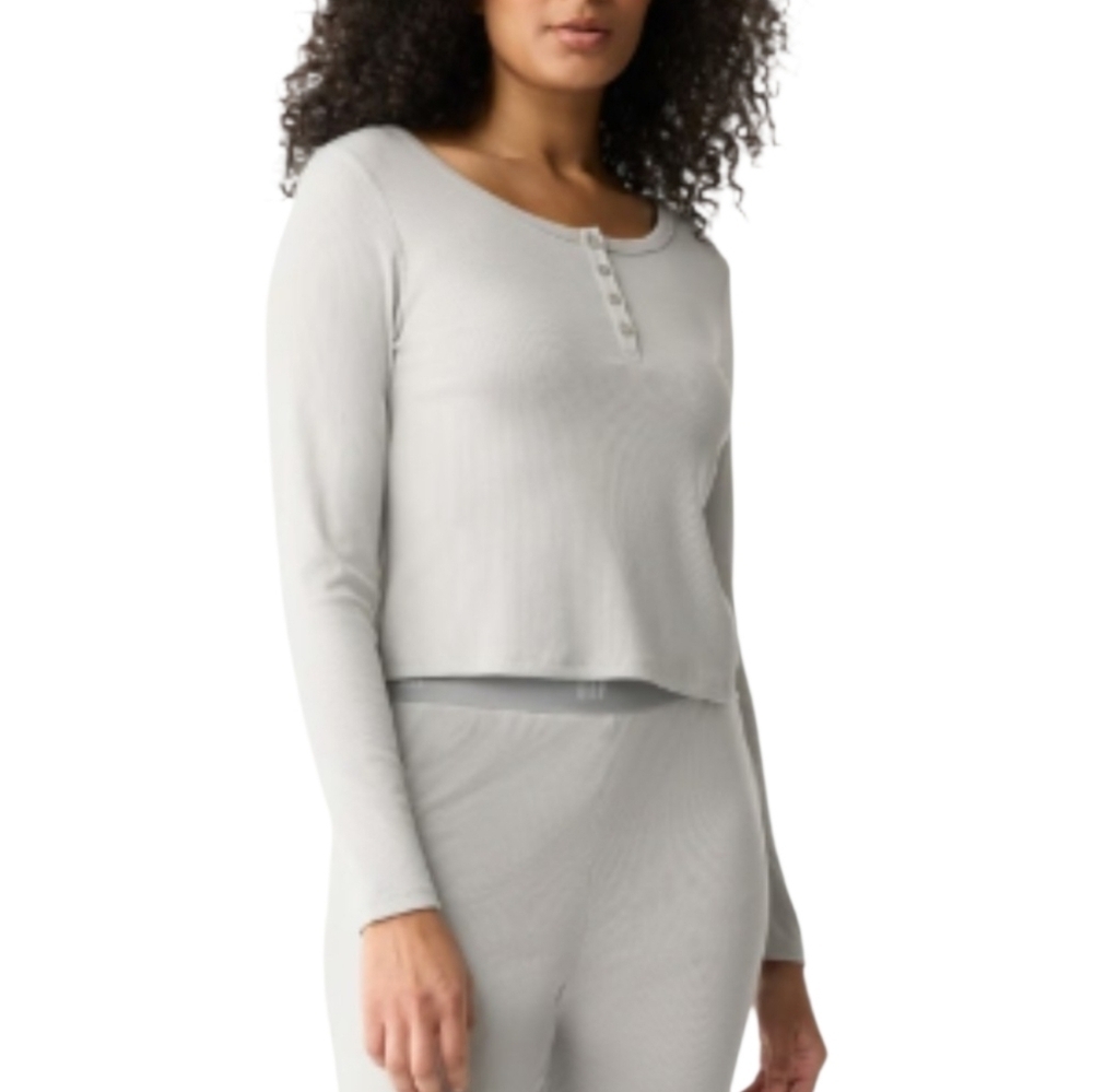 GAP GapBody Women's Long-Sleeve Rib Pajama Top ONLY Gray Size SZ:XL - Picture 2 of 7